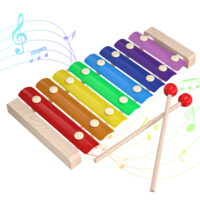 Xylophone For Kids and Toddlers, Baby Boys and Girls Wooden Xylophone Toy Musical Instrument Toys for Birthday, w/ Child Safe Mallets, Music Cards