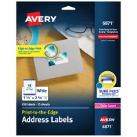 Avery Address Labels, Sure Feed Technology, Print to the Edge, Permanent Adhesive, 1-1/4' x 2-3/8', 450 Labels (6871)