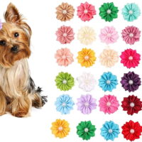 Cribun 20 pics Random Dog Hair Clips Grooming Girl Puppy Pet Dog Hair Bows Topknot Bowknot Party Birthday Grooming Accessorie
