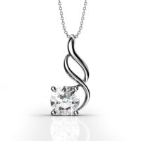 Cate & Chloe Aerin Light Solitaire Pendant Necklace, Women's 18k White Gold Plated Necklace with Solitaire Sparkling Round Cut Swarovski Crystal, Silver Pendant Necklace for Women