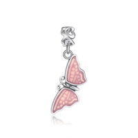 Butterfly Charm European Bead Sterling Silver Pink Ginger Lyne