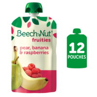 Beech-Nut Fruities Stage 2 Baby Food, Pear Banana & Raspberries, 3.5 oz Pouch, 12 Pack