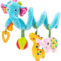 Car Seat Newborn Toys, Infant Baby Stroller Toy 0-12 Months, Hanging Plush Rattles Crib Toys for 3 6 9 Babies Boys Girls Enfants(Blue Elephant)