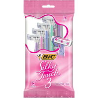 BIC Silky Touch Women's Disposable Razor, Twin Blade, Pack of 8 Razors, For a Soothing, Comfortable Shave