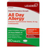 Leader 24 Hour All Day Allergy Relief, Cetirizine HCL Tablets, 10 mg, 90 Count