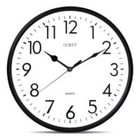 OCEST 12'  Outdoor Indoor Wall Clock Quartz with 3D Numeral Waterproof-Black and White Classic Design