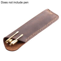 huntermoon Genuine Leather Pen Pouch Holder Double Pencil Bag Case Sleeve For Fountain Pen Travel Diary Pen Cover without pen