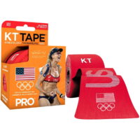 KT Tape Pro Team USA 10' Precut Kinesiology Therapeutic Roll - 20 Strips - Red