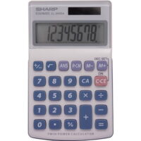Sharp Calculators EL-240SAB 8-Digit Handheld Calculator 3-Key Memory, Sign Change, Auto Power Off - 8 Digits - LCD - Battery/Solar Powered - 1 - LR1130 - 0.7' x 2.8' x 4.6' - Gray, Blue - 1 Each