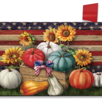 Patriotic Pumpkins Autumn Magnetic Mailbox Cover Sunflowers Primitive