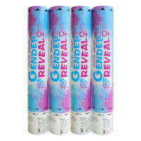 Gender Reveal Confetti Powder Cannon - Set of 4 Mixed (2 Blue 2 Pink) Gender Reveal Party Supplies - 100% Biodegradable Tissue Safe Powder