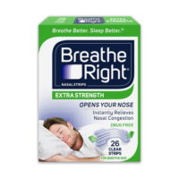 Breathe Right Nasal Strips, Extra Strength, Clear Nasal Strips, For Sensitive Skin, Help Stop Snoring, Drug-Free Snoring Solution & Nasal Congestion Relief Caused by Colds & Allergies, 26 Ct