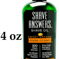 Foster and Lake Shave Answer Shave Oil- 4oz. Sweet Orange Naturally Scented for Sensitive Skin- Clear Shave Lotion for Men