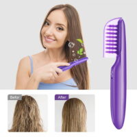 Tame The Mane Electric Detangling Brush With Brush Cover,Wet Or Dry Purple Brush For Adults & Kids, SLPUSH