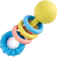 Hape Rattling Rings Teether, Movable Teething & Rattle Shake Toy for Babies, Soft Colors