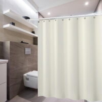 Clearance Polyester Fabric Shower Curtain Liner Solid, Hotel Quality, Machine Washable Waterproof Shower Curtain Liner With Hooks