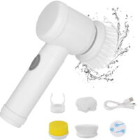 Electric Swivel Brush with 3 Brush Heads, Rechargeable Bathroom Scrubber Shower Scrubber for Cleaning Wall, Tub, Toilet, Window, Kitchen, Sink, Dish, Grout