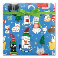 Christmas Cats Jumbo Rolled Christmas Gift Wrap - 1 Giant Roll, 23 Inches Wide by 32 feet Long, Heavyweight, Tear-Resistant, Holiday Wrapping Paper