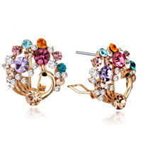 Gemini Women's Jewelry Colorful Crystal Rhinestone 18K Filled Peacock Stud Earrings Gm142 , Size: 20mm , Color: Gold