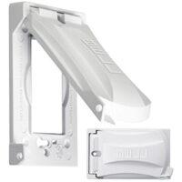 Bell Weatherproof Single Outlet Cover Outdoor Receptacle Protector, White, Vertical Flat