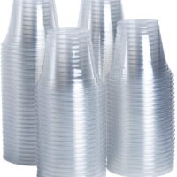 Comfy Package 9 oz. Clear Plastic Cups [100 Pack] Plastic Tumblers, Party Cups
