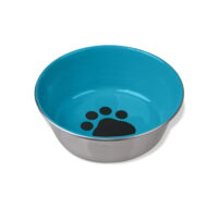 Van Ness Decorated Small Heavyweight Stainless Steel Dog Bowl, Full Rubber Base, 24 oz