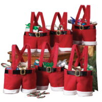 Collections Etc. Multi-color Santa Pants Gift Bags, 6 Count