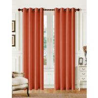 2 PANEL MIRA  SOLID BRICK SEMI SHEER WINDOW FAUX SILK ANTIQUE BRONZE GROMMETS CURTAIN DRAPES 55 WIDE X 95' LENGTH