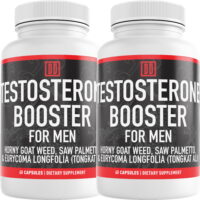 2 pack, Testosterone Booster Supplement for Men - 1489mg Extra Strength Horny Goat Weed, Saw Palmetto, & Tongkat Ali - Double Dragon Organics 2 Bottles (120 Total Caps)