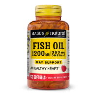 Mason Natural Fish Oil 1,200 mg Omega-3 360 mg - Healthy Heart, Supports Circulatory Function, Improved Cardiovascular Health, 120 Softgels
