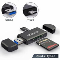 3 in 1 Micro USB Type C Portable Memory Card Reader and SD/TF Card Adapter with OTG Function for PC & Laptop & Smart Phones & Tablets