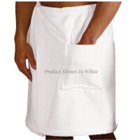 Mens Long 30' Terry Velour Shower or Bath Towel Wrap 100% Cotton - Black