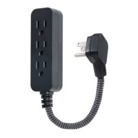 GENERAL ELECTRIC Designer 1ft. 3-Outlet Mini Cord, Black, 2 Pack – 53240