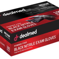 Dealmed Black Nitrile Exam Gloves | Disposable Gloves for Tattoo Artists, Hospitals, Law Enforcement First Response | Latex Free, Medium, 100 Count (Pack of 1)