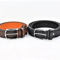 Gold Coast Stamped Genuine Leather Men's Belt Set Size 34, Black & Brown Leather
