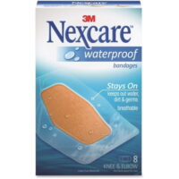 Nexcare Waterproof Bandages - Knee and Elbow - 8/Pack 2.38' x 3.50' - 64/Box - Clear