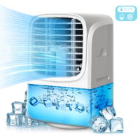 Personal Air Cooler, 800ml Portable Air Conditioner Fan with 7-Color LED Light Auto-Rotating