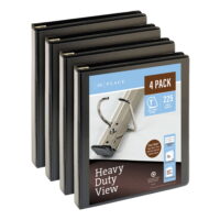 Office Depot Brand Heavy-Duty View 3-Ring Binder, 1' D-Rings, Black, 49% Recycled, Pack Of 4