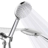 LiveStory 5.0 inch Showerhead High Pressure 6-Mode Handheld Shower Head, Powerful Wash Misty Spray Function, Adjustable Bracket, 6 ft Stainless Steel Hose, Polished Chrome