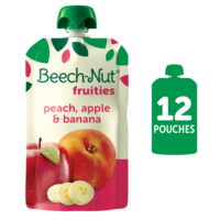 Beech-Nut Fruities Stage 2 Baby Food, Peach Apple & Banana, 3.5 oz Pouch, 12 Pack