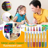 Bidobibo School Supplies 2ML 6mm Metal Water-based Highlighter Pen Color Advertising Pen Liquid Chalk Gold Silver Metal Pen Highlighters Colored Pencils,Office Supplies
