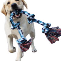 LECHONG Durable Dog Chew Toys, Dog Rope Toys with 5 Knots for Medium and Large Breeds, Tough, Blue