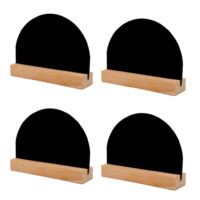 Set of 4 Mini Chalkboard Signs Message Board Wood Base Vintage Style Tabletop