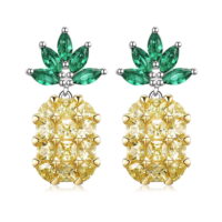 Pineapple Drop Earrings Yellow Green Cubic Zirconia Womens Ginger Lyne