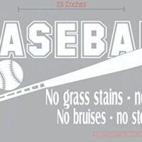 Baseball Quote No Grass Stains No Bruises Sports Wall Decals Stickers, 23x11-Inch, White