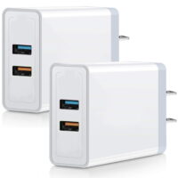 Suproot USB Wall Charger, 2.4A Multiport Fast Charge Power Brick Cube Replacement for iPad, iPhone, Huawei, HTC, LG, Nokia or Other Cell Phone Smart Devices, 2-Pack