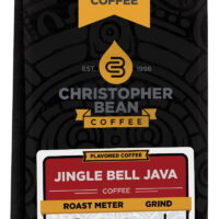 Jingle Bell Java Flavored Regular Whole Bean Christopher Bean Coffee, 100% Arabica, No Sugar, No Fats, Made with Non-GMO Flavorings, 12 Oz Bag of coffee
