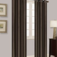 Elio Brown 2-Piece 100% Thermal Blackout Grommet Window Curtain With Foam Backing Set, Solid Room Darkening Panels 35' X 84' Each