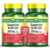 Spring Valley Krill Oil Dietary Supplement Twin Pack, 350 mg, 60 count, 2 pack