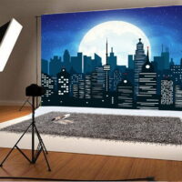 City Moonlight Night Vector Backdrop 7x5ft Photography Background Photos Video Studio Props